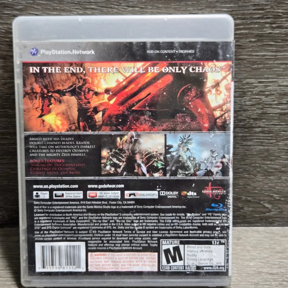 God of War III (PlayStation 3 PS3 2010) Complete CIB with Manual Test & Working
